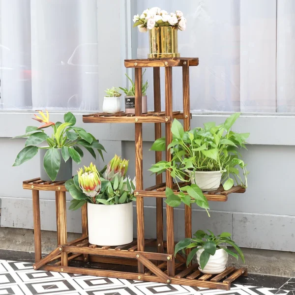 Casaroja 6-Tier Wooden Plant Stand – Multi-Purpose Flower Shelf for Indoor & Outdoor Display - Image 3