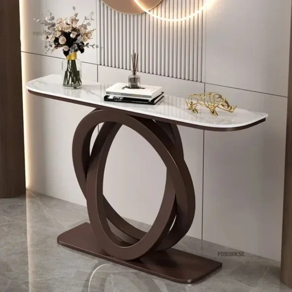 Casaroja Luxury Semi-Circular Console Table – Italian Iron Entryway Table for Home