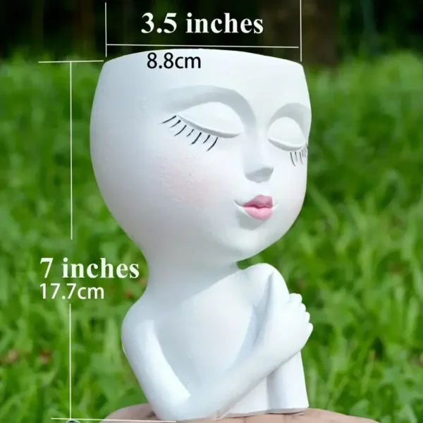 Girl Face Flowerpot - Artistic Resin Planter for Indoor & Outdoor Spaces - Image 5