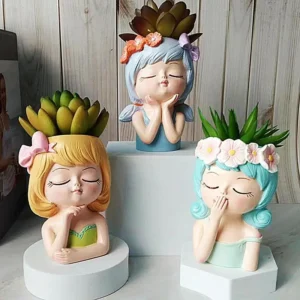 Succulent Plant Container – 3D Fairy Girls Flower Pot for Home & Office Decor