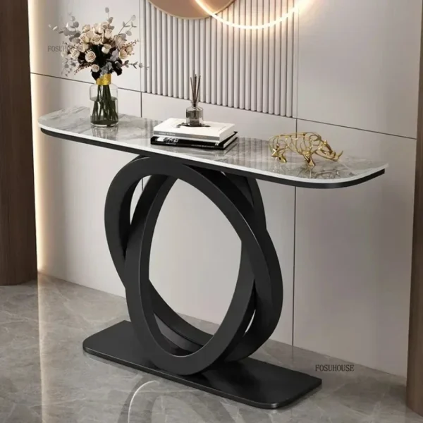 Casaroja Luxury Semi-Circular Console Table – Italian Iron Entryway Table for Home - Image 3