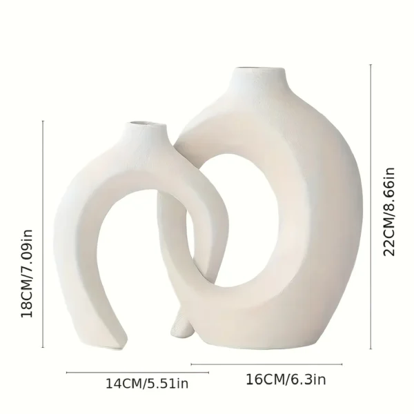 Set of 2 Hollow Nordic Modern Ceramic Vases - Image 3