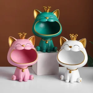 Casaroja Fortune Crown Big Mouth Cat Key Storage Tray – Playful & Practical Home Decor