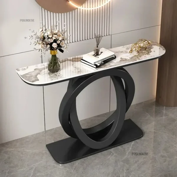 Casaroja Luxury Semi-Circular Console Table – Italian Iron Entryway Table for Home - Image 2