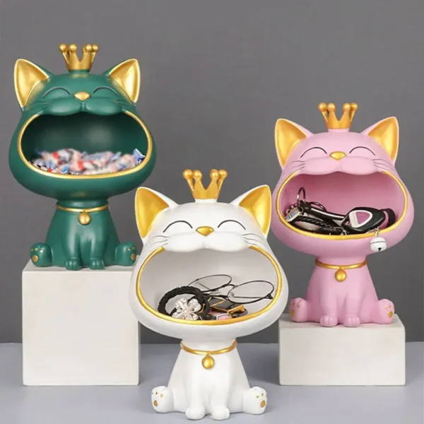 Casaroja Fortune Crown Big Mouth Cat Key Storage Tray – Playful & Practical Home Decor - Image 2