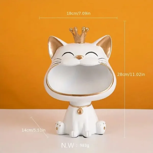 Casaroja Fortune Crown Big Mouth Cat Key Storage Tray – Playful & Practical Home Decor - Image 5