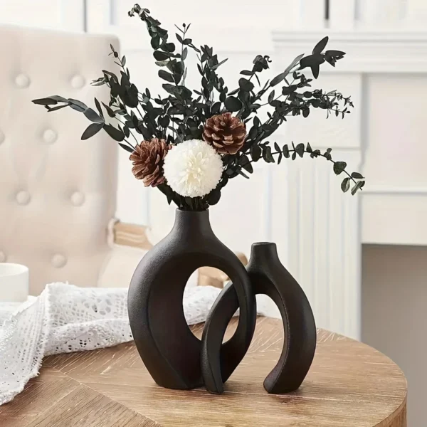 Set of 2 Hollow Nordic Modern Ceramic Vases - Image 4