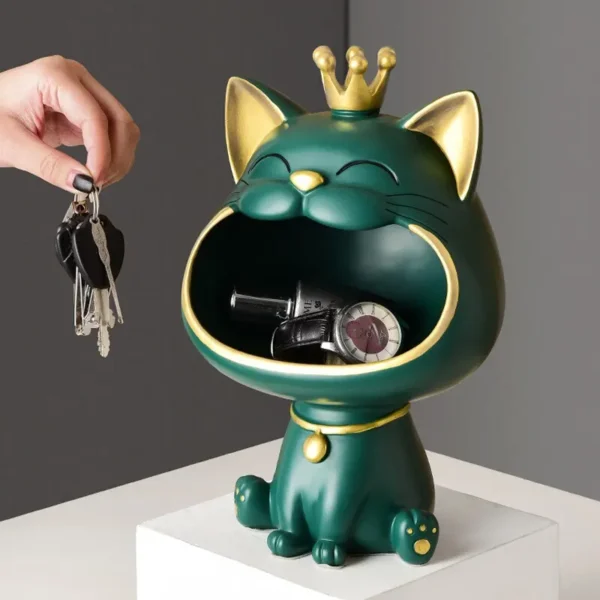 Casaroja Fortune Crown Big Mouth Cat Key Storage Tray – Playful & Practical Home Decor - Image 4