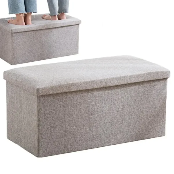 Multifunctional Foldable Ottoman Bench – Rectangular Fabric Storage Stool for Shoe Changing