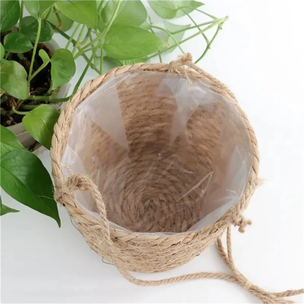 Woven Jute Rope Flower Pot Holder - Image 2