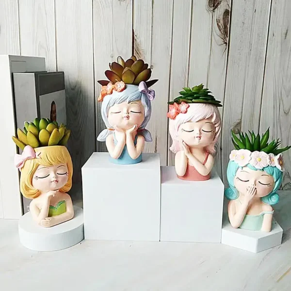 Succulent Plant Container – 3D Fairy Girls Flower Pot for Home & Office Decor - Image 3