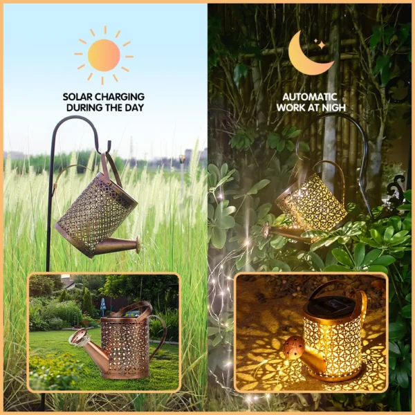 Solar Hanging Watering Can Light for Outdoor Decor - Image 3