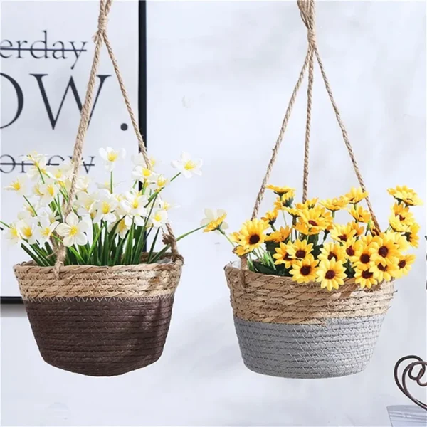 Woven Jute Rope Flower Pot Holder - Image 3