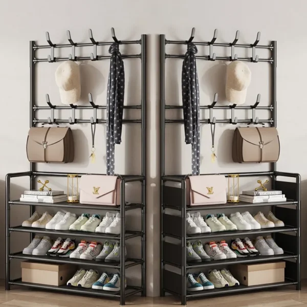 Multifunctional Entryway Coat and Shoe Rack with Storage Shelves - Image 2